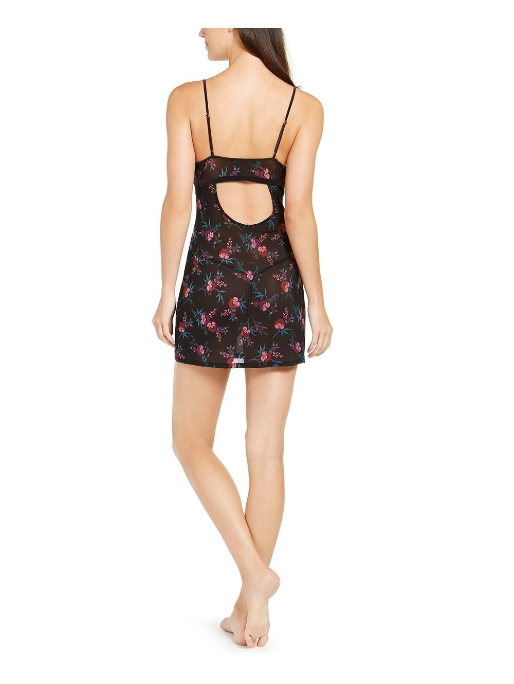 INC Womens Mesh Floral-Print Velvet Trim Lace Chemise Nig Size 2XL - Picture 2 of 3